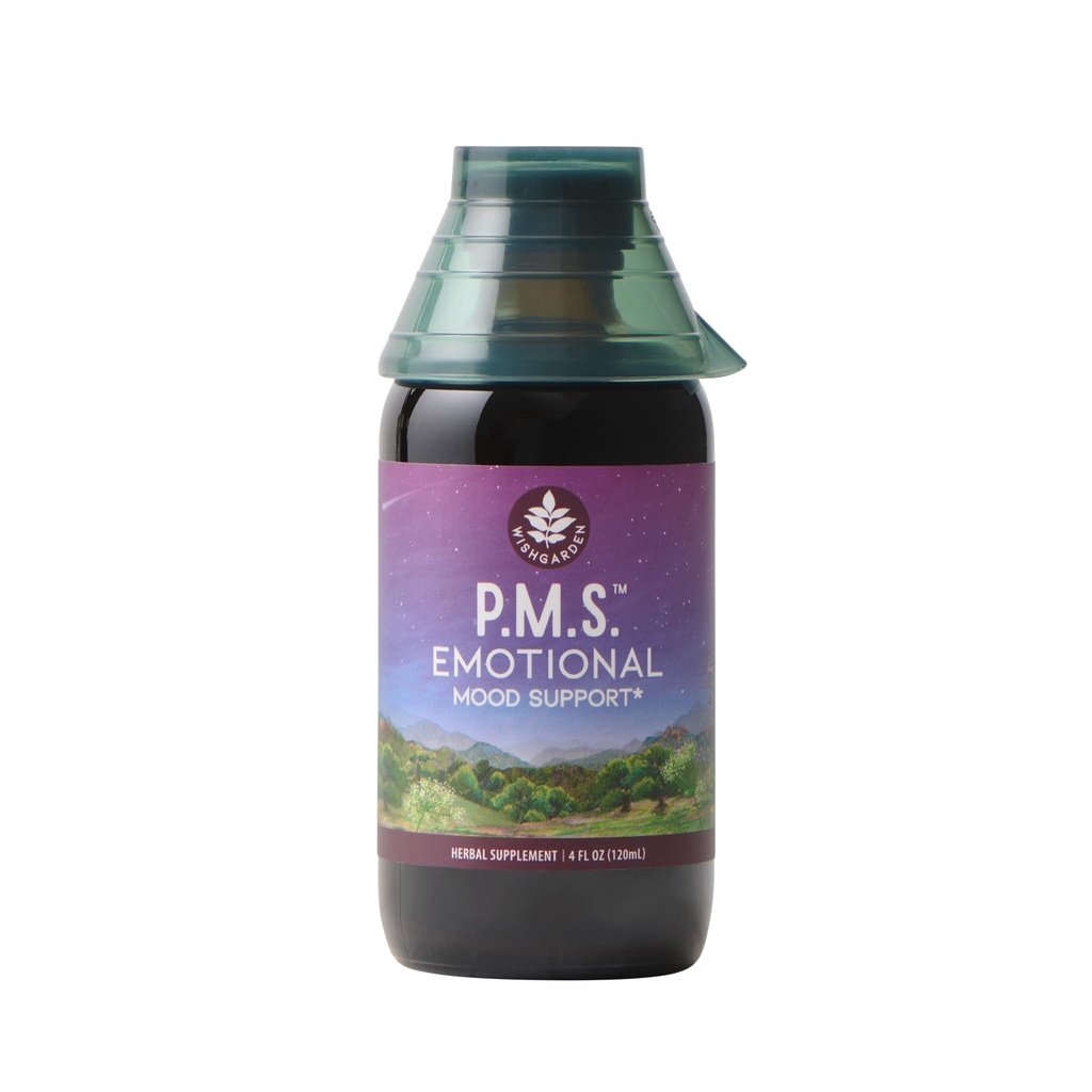 WishGarden Byliny PMS Emocionální pro ženy - Bylinný PMS Supplement pro ženy s Vitex Berry & Blue Sporýš, PMS Mood Swing Relief & PMDD Relief Dodatek, Emoční podpora během PMS, 4oz