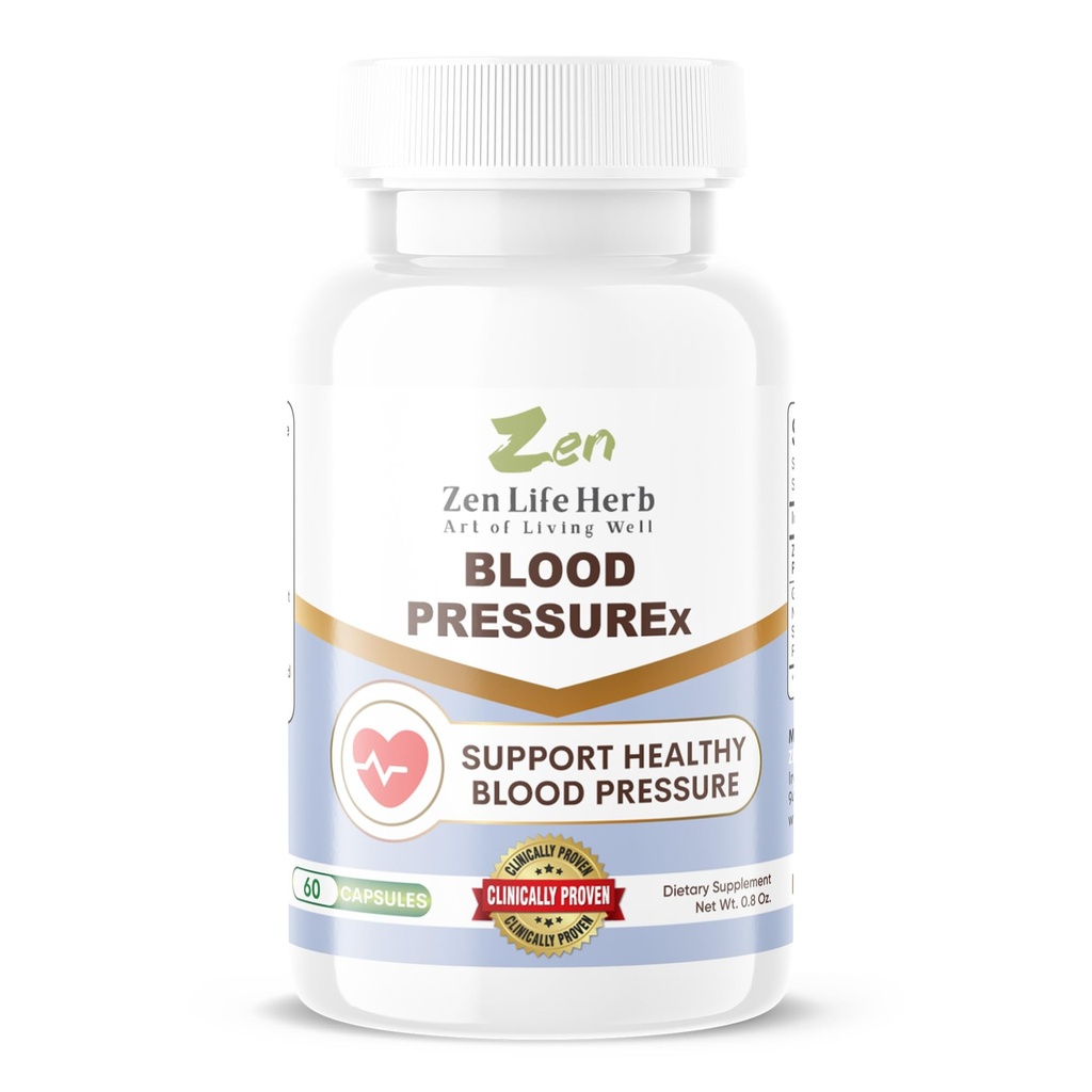 ZEN LIFE HERB Blood PressuREx - Heart Health Krevní tlak Supplement- Support krevní tlak & Zdravý oběh Přirozeně ženšen Plus Směs 100% čistý Plant- Based Dodatek (60 Kapsle)