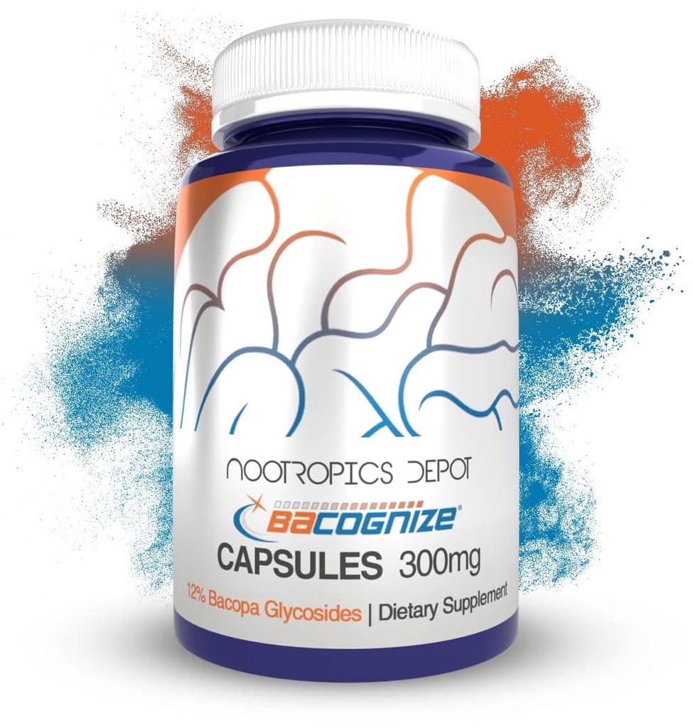 Nootropics Depot BaCognize Bacopa Monnieri 300mg Kapsle (120 Počet) Ayurvedic Herb Non- GMO, Gluten Free, a Vegetarian Friendly