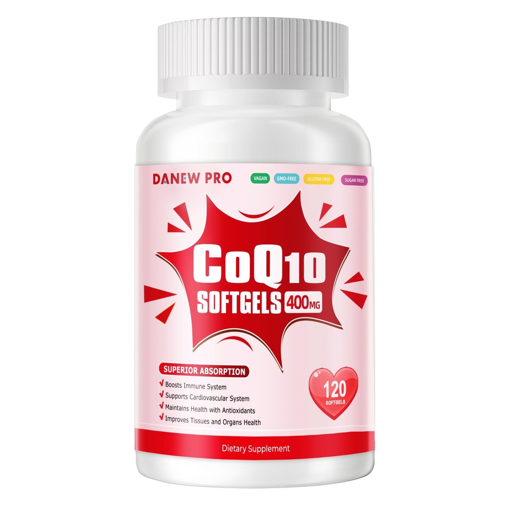 CoQ10-400mg- -Softgels s PQQ, BioPerine & Omega-3, Coenzym Q10 (Ubiquinon) Dodatek pro high- Absorpce, Powerful- Antioxidant, Podpora srdce & Energy- Production, 120 Služeb