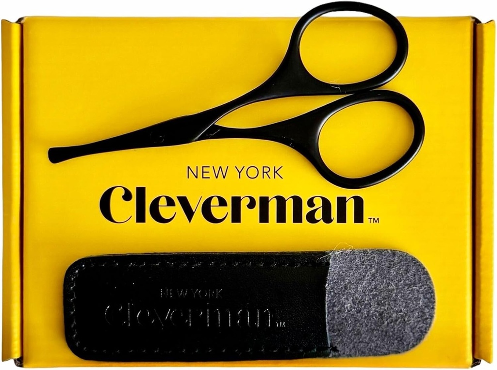 Cleverman Premium Obličejové nůžky na vlasy - Profesionální nosní nůžky na vlasy, zakřivené bezpečnostní čepele a zakroucené tipy pro oční obočí, knír, medvědí, ušní vlasy trimming. Stainless Steel Grooming Tools for Men