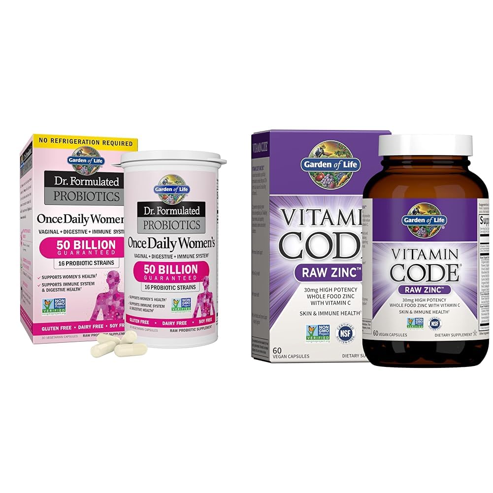 Zahrada života a zinku doplňky 30mg High potency surový zinek a vitamín C multiminerální doplněk, vitamin kód / stopové minerály a probiotika pro zdraví a imunitní podporu, 60 Veganské kapsle
