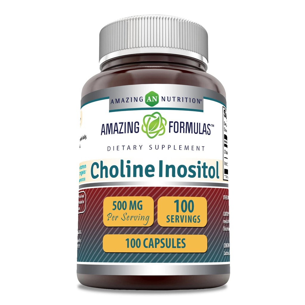 Amazing Applicas Cholin & Inositol 500 Mg dodatek 124; Kapsle 124; Non-GMO Creditor 124; Gluten- Free Creditor 124; Made in USA (1 balení 124; 100 Počet)