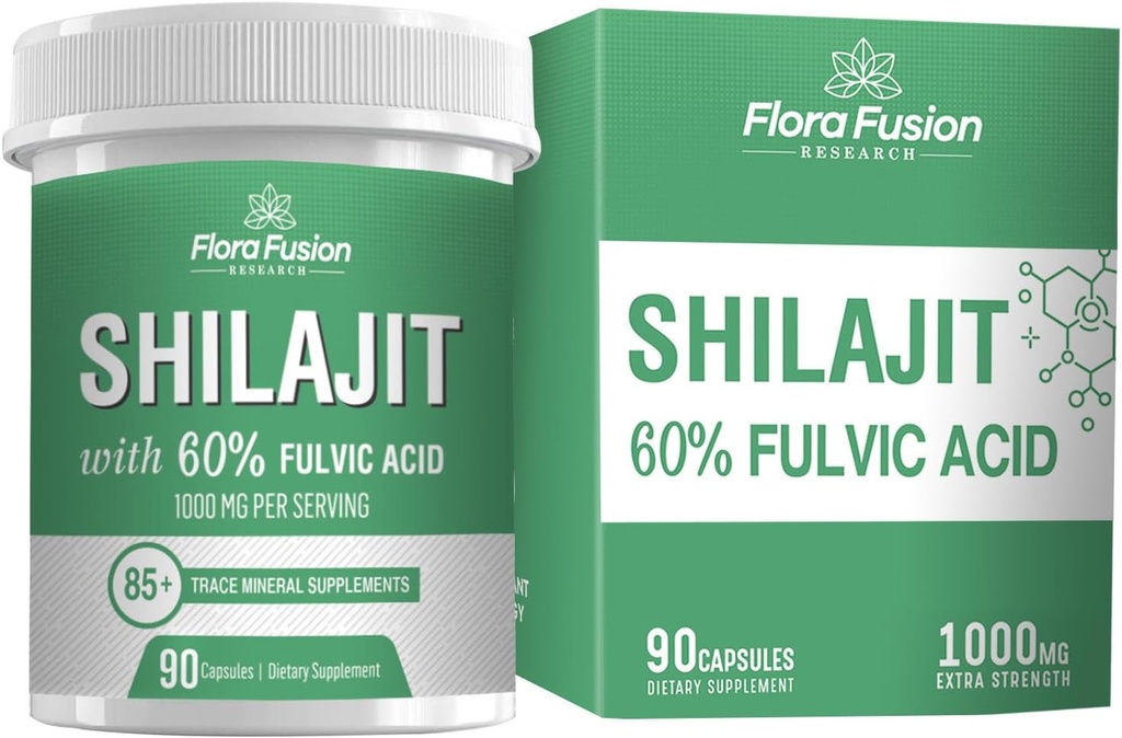 SHILAJIT Kapsle 1000mg - Himalayan Shilajit s Fulvic Acid - Shilajit dodatek s bylinnými extrakty - Shilajit dodatek Kapsle - Šilajit pro muže a ženy - 90 Kapsle