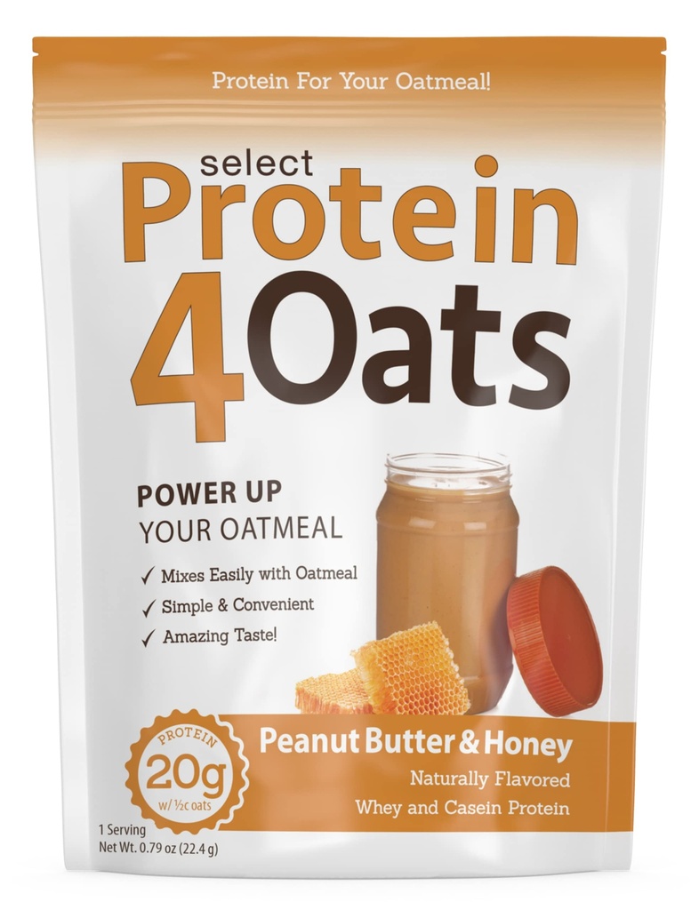 Pescience Protein4Oats, Protein Powder to make Amazing Tasting Protein Oatmead, with Syney and Casein, gluten Free, Arašídové máslo a med, 12 Služeb