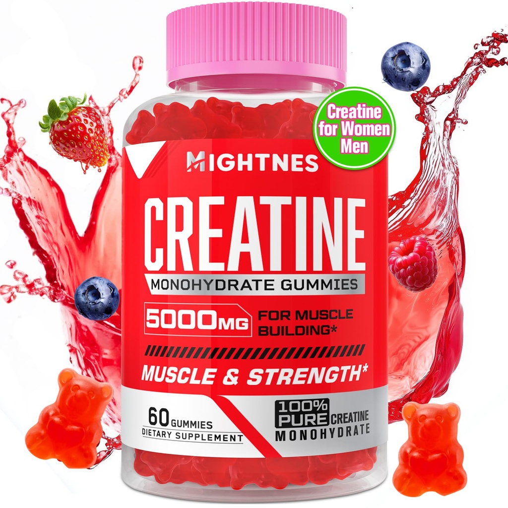 Tvorba Monohydrát Gummie pro muže a ženy - Tvorba Pre- Cvičení Gummie s Taurin & Vitamin B6 B12 pro maximální sílu, svalovina, energie, Endurance & Focus, Organic, Vegan- 60 Počet