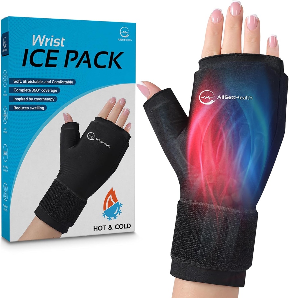 Wrist Ice Pack Wrap - Hot and Cold Gel Thumb & Hand Ice Pack Glove for Artritis Relief 124; Microwavable & Mrazicí Safe, Dual Therapy for Carpal Tunnel, Tendonitis, Otok, Cílená úleva pro ruce