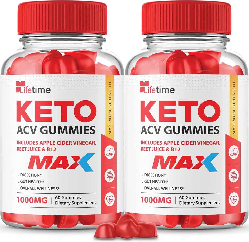 (2 Pack) Lifetime Keto Max Gummies - Oficiální formule, Vegan, Non GMO - Lifetime Keto Plus acc Gummies, Life Time Gummies with Lifetime Gummies, Vitamin B12, Beet Root, Granátová jablka (60 Gummies)