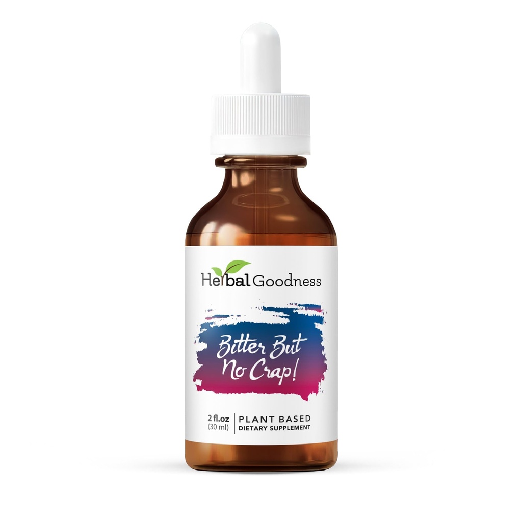 Bylinné dobroty Hořký Ale žádný blbost tekutý dodatek pro vyčištění těla, Podpora energie a zdraví Zvýšení OR 124; Non-GMO Burdock Root Organic, Hořký Melon, Maca Root, Pampeliška Root - 2 fl. Oz per Bottle