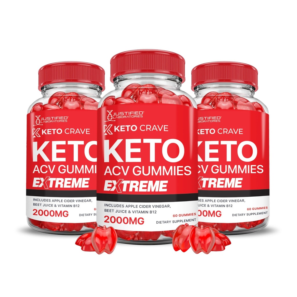 Odůvodněné laboratoře (3 Pack Keto Crave Keto ACV Gummies Extreme 2000MG Keto Crave Keto Gummies Advanced Formule Jablečný cider Ocet s Pomegranate Beet Juice Powder B12 Vegan Non GMO 180 Gummys