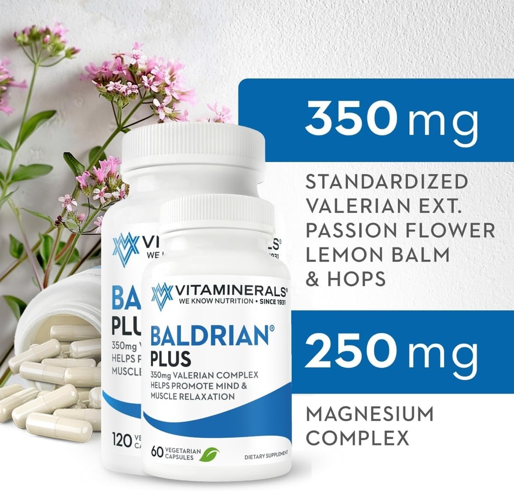 Vitaminerály 33 + Baldrian ® Plus Přírodní relaxační podpora Standardizovaný Valerian Extract (60)