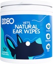 DOCO Dog Ear Cleaner Wipes Finger čistící sada pro psy a kočky Eucalyptus, Heřmánek a Aloe Cat Uar Cleaner Soothes, Deodorizuje a pomáhá Itchy Uší (50 Počet)