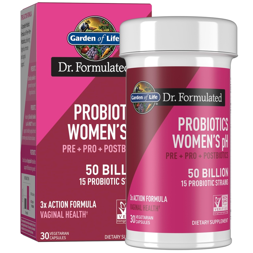 Zahrada života Lékařská jednou denně 3- in-1 Kompletní Prebiotika, Postbiotika a Probiotika pro ženy, PRE + PRO + POSTBIOTIC dodatek pro ženské trávicí, imunitní a vaginální zdraví, 30 denní zásobování