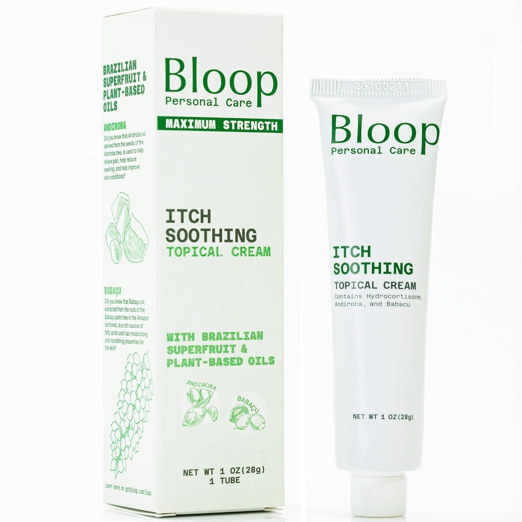Blood Anorektal Itch Soothing Cream s hydrokortizonem, Andiroba / Babacu Oils CLAS124; Max. Síla pro rychlé Itch Relief & Cooling (1oz)