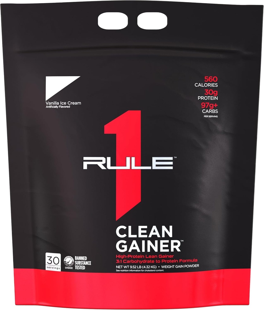 Pravidlo 1 Clean Gainer - High-Protein Lean Gain Formule s 560 kalorií, 30g Full-Spectrum Protein, Over 90g Carbs, Under 6g of Fat (30 Servings, Vanilla Ice Crème)
