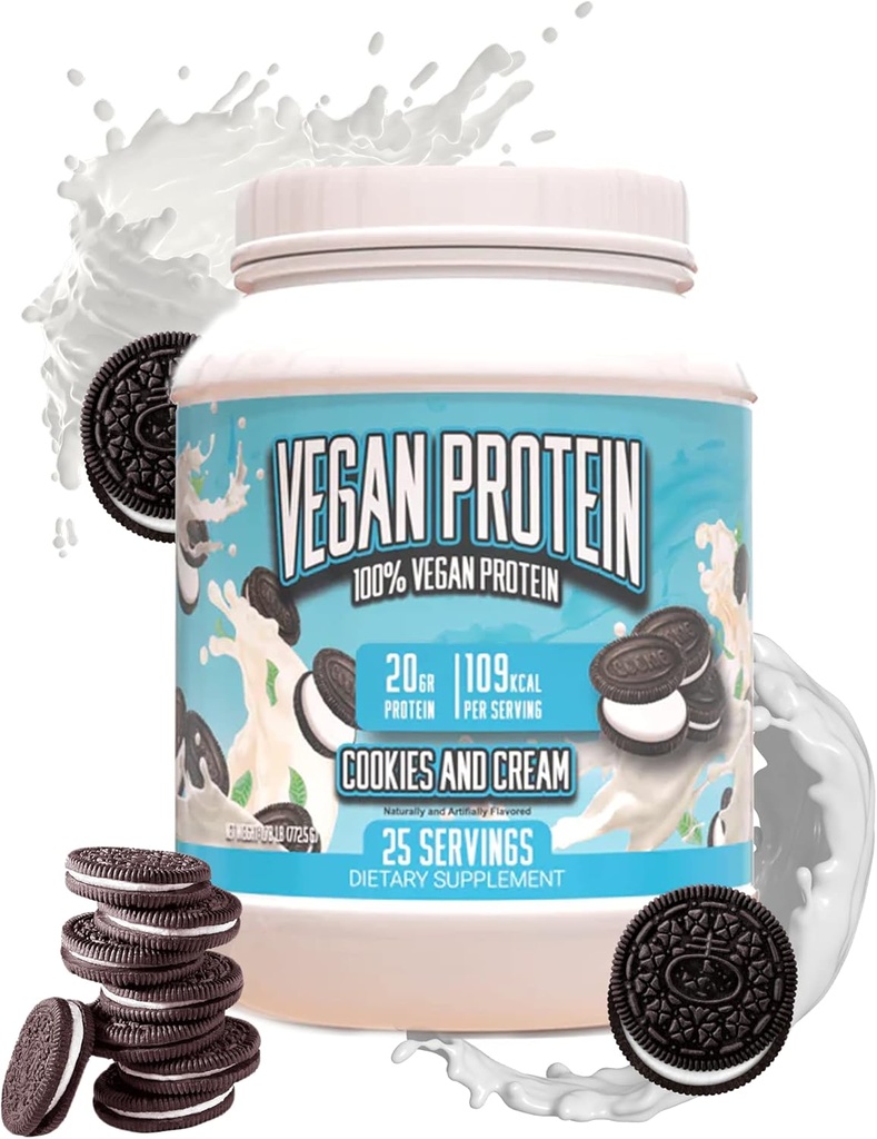 Obrovské doplňky Vegan Protein Powder - Cookies & Cream - Superior Plant- Based Protein Powder, 20g Protein Per Serving