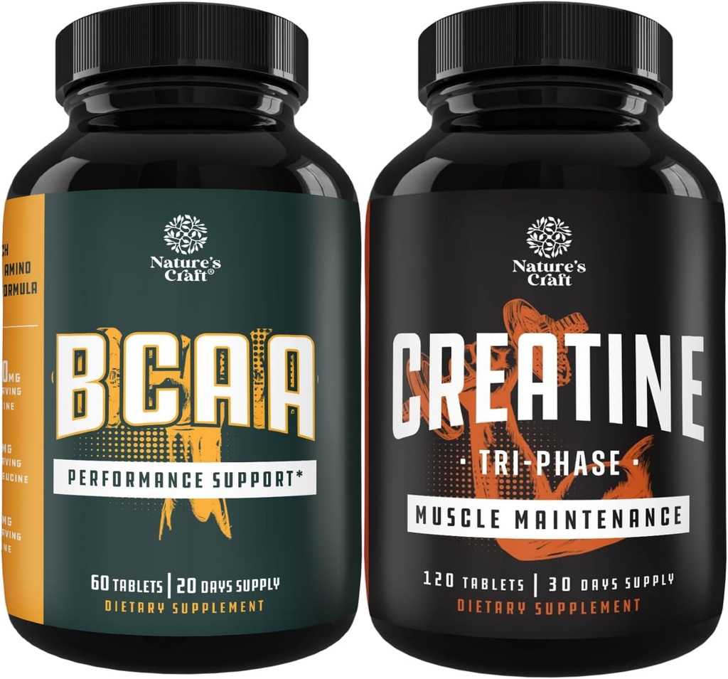 Svazek řetězců aminokyseliny Doplněk a vysoké síly Tri Fáze Creatin pilulky - Vegan BCAA Kapsle Post Workout Muscle Recovery a Podpora růstu - Muscle Mass Gainer a Muscle Recovery