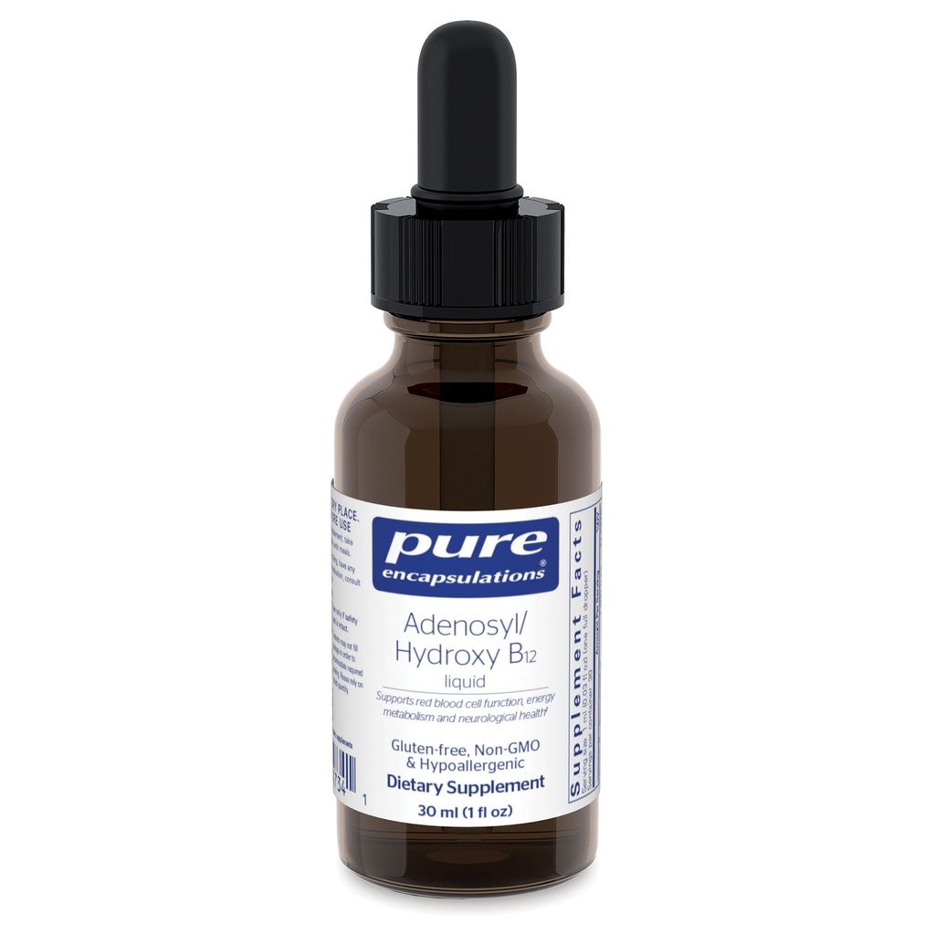 Čisté enkapsulace Adenosyl / Hydroxy B12 Liquid 30 ml - Podporuje energetický metabolismus a neurologické zdraví * - pro podporu mozku * - Gluten Free - Vegan - 1 Fl Oz