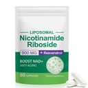 NAD dodatek, NAD + Nicotinamid Riboside Resveratrol 900mg, dodatek stravy pro zdravou buněčnou funkci, NAD + Fuels Cellular Defense and Cctivates Anti- Aging Geny 80 Kapsle