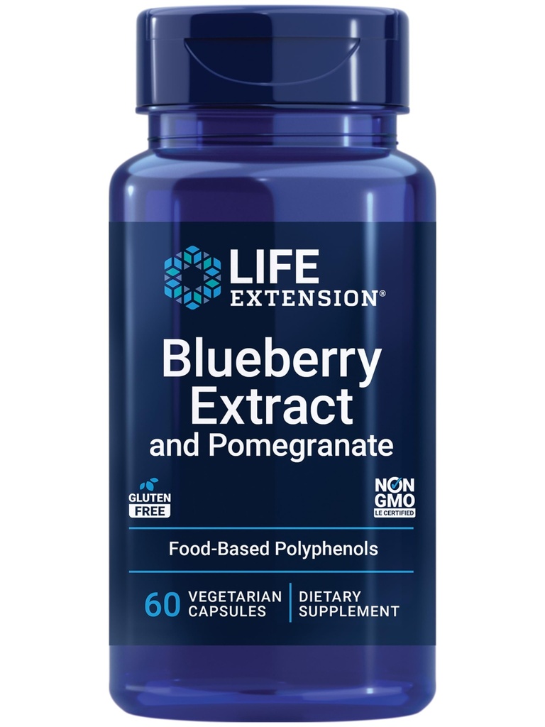 Life Extract Blueberry a Granátová jablka, arteriální podpora zdraví, antioxidační obrana, gluten- Free, Non- GMO, Vegetariánské, 60 Vegetariánské Kapsle