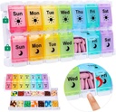 Shintop Am Pm Pill Organizátor 7 Den, Tlačítko Týdenní Pill Box 2 krát denně snadné vyplnit Pill Holder Den v noci Vitamin Pouzdro pro léky Rybí oleje doplňky (Rainbow)