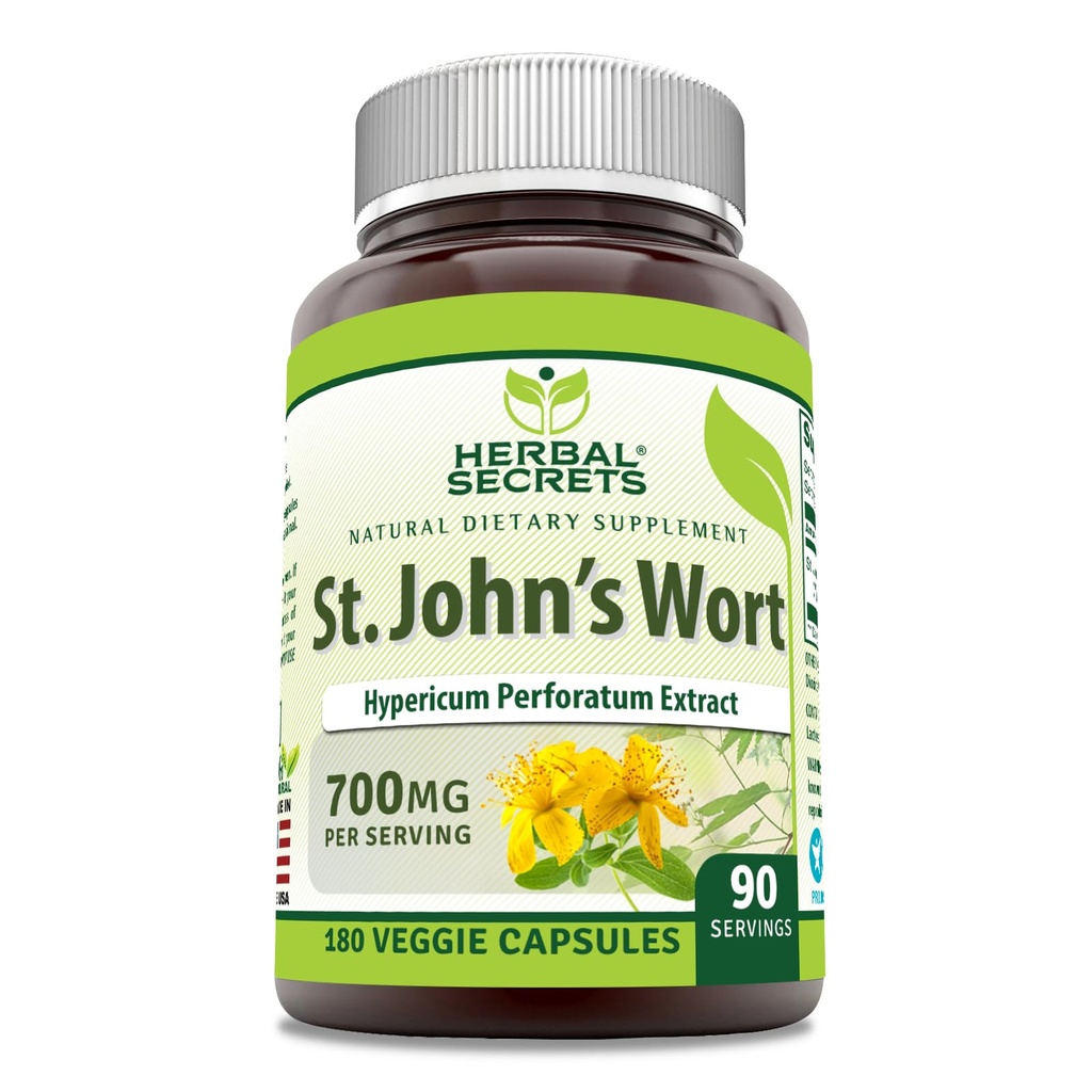 Bylinné tajemství St John 's Wort 700 Mg Dublin 124; Vegetariánské kapsle Dodatek 124; Non-GMO Dublin 124; Gluten- Free Dublin 124; Made in USA (1 balení 124; 180 Počet)