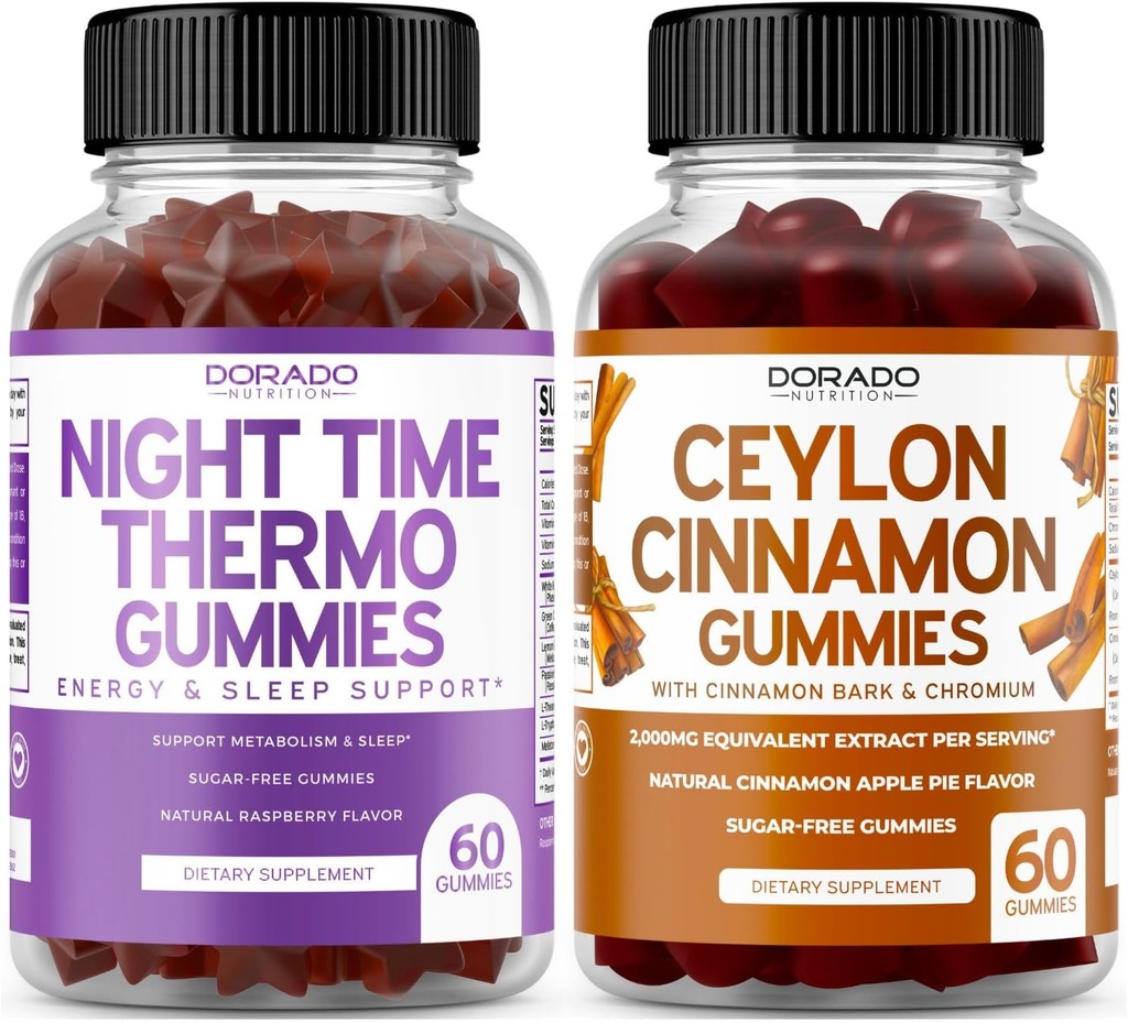 Night Time Fat Burner (60 Gummies) Weight Loss & Metabolismus Raspberry Ochucené Melatonin dodatek a Cejlon Skořice (60 Capsule) Digestion celkové Wellness Supplement - Vegan & Made in USA