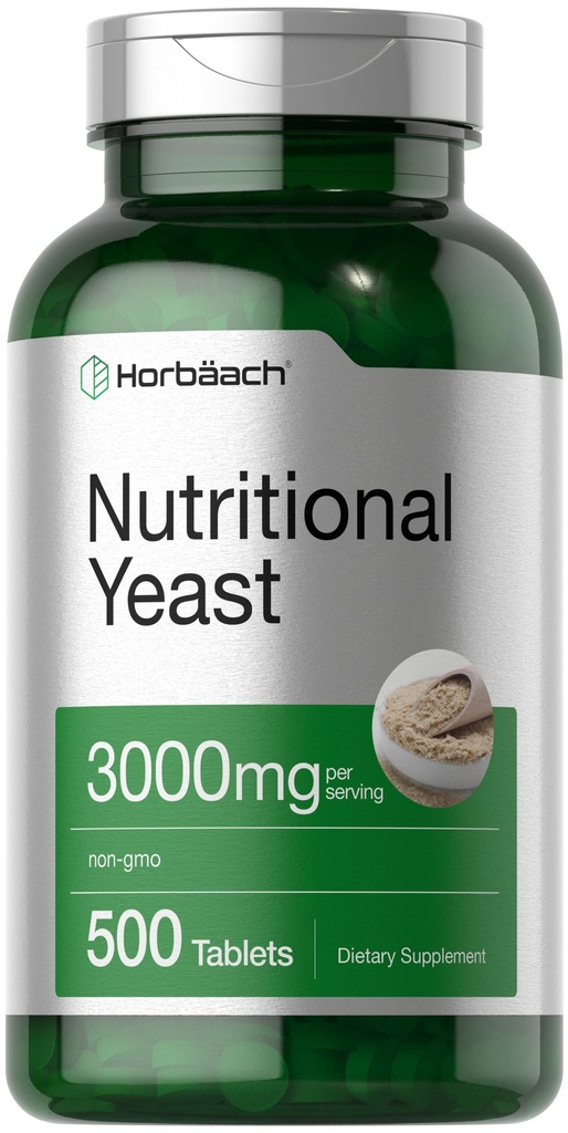 Horbaach Nutritional Yeast Tablets 3000mg IR 124; 500 Count IR 124; s B12, B1, B2, a Niacin IR 124; Non- GMO & Gluten Free Supplementary