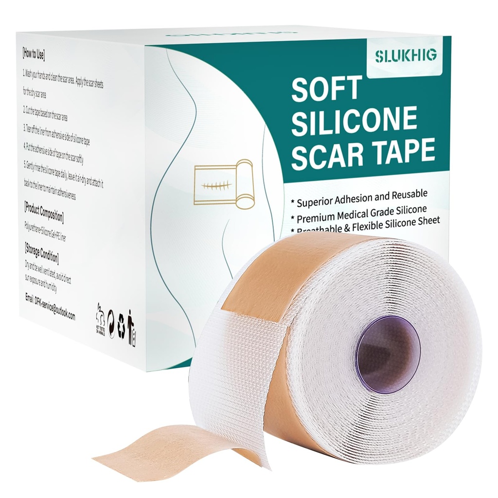 Silikonové Jiskry (1.6 "x 158" Roll-4M), Silikonové Jiskry Tape for Scar Remote Treatment, Reuse Silikonové Jiskry Strips for C-Section, Keloid, Burn, Acne, Chirurgické Jizvy