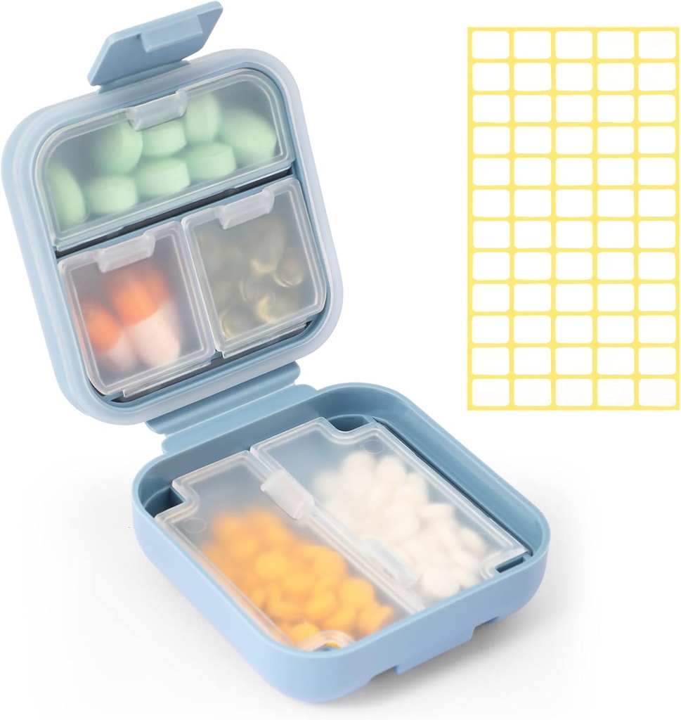 Dynippy Daily Pill Organizátor 5 Kompartments Přenosný Moisture Proof malý Pouzdro pro Kapesní Purse Cestovní Pill Box Přenosné léky Vitamin Rybí Oil Holder Kontejner (modrý)