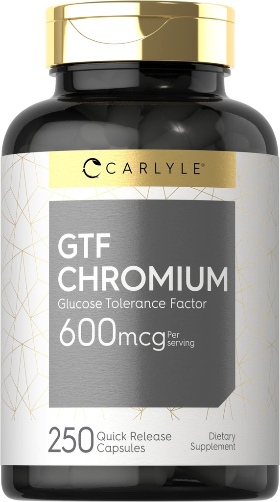 Carlyle GTF Chromium 600 mcg colum124; 250 kapslí 124; Non- GMO, gluten zdarma