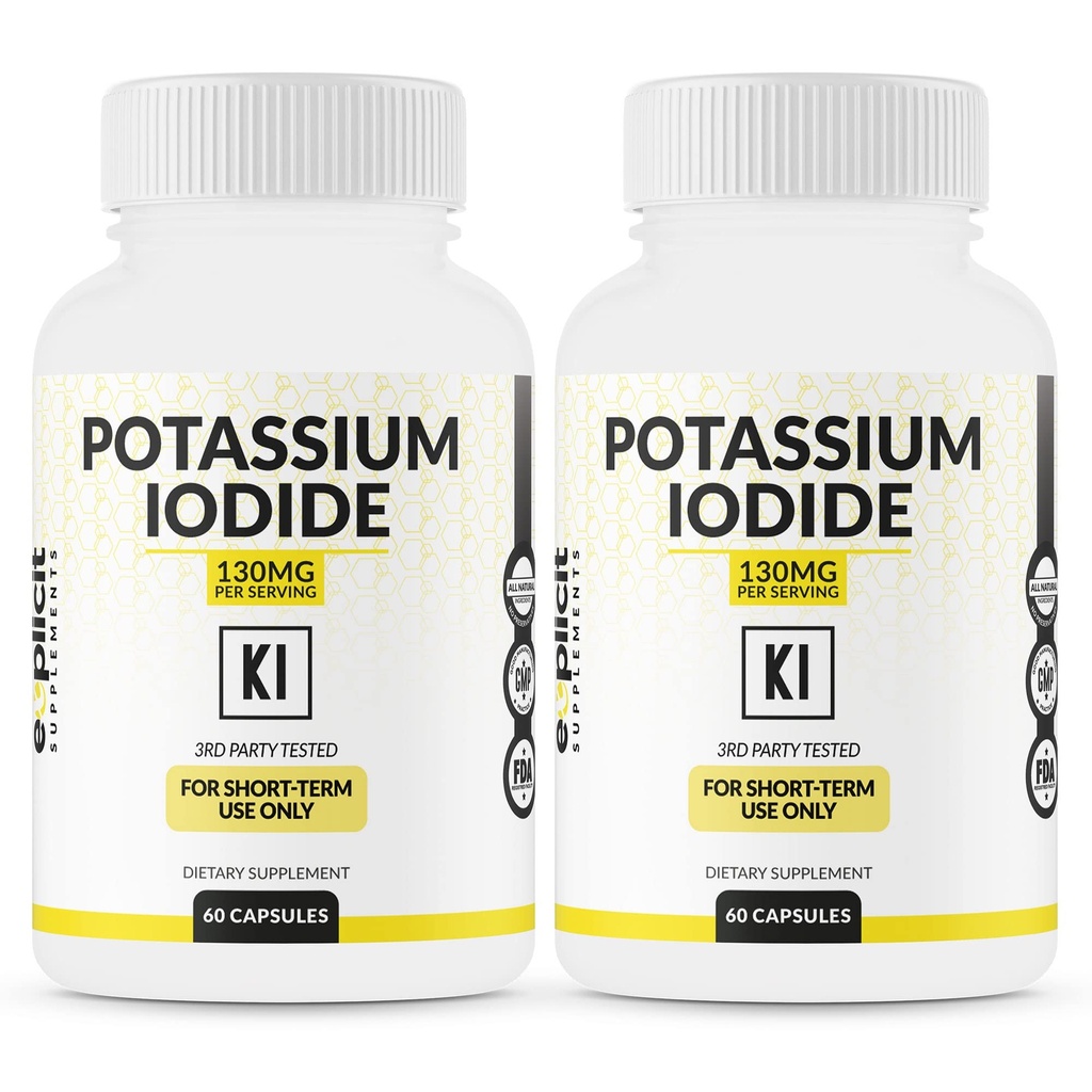 (2 balení) Iodid kalcium Kapsle 130mg Dávka - 60 Podání - Podpora štítné žlázy a obrana - KI Jodové štítné žlázy