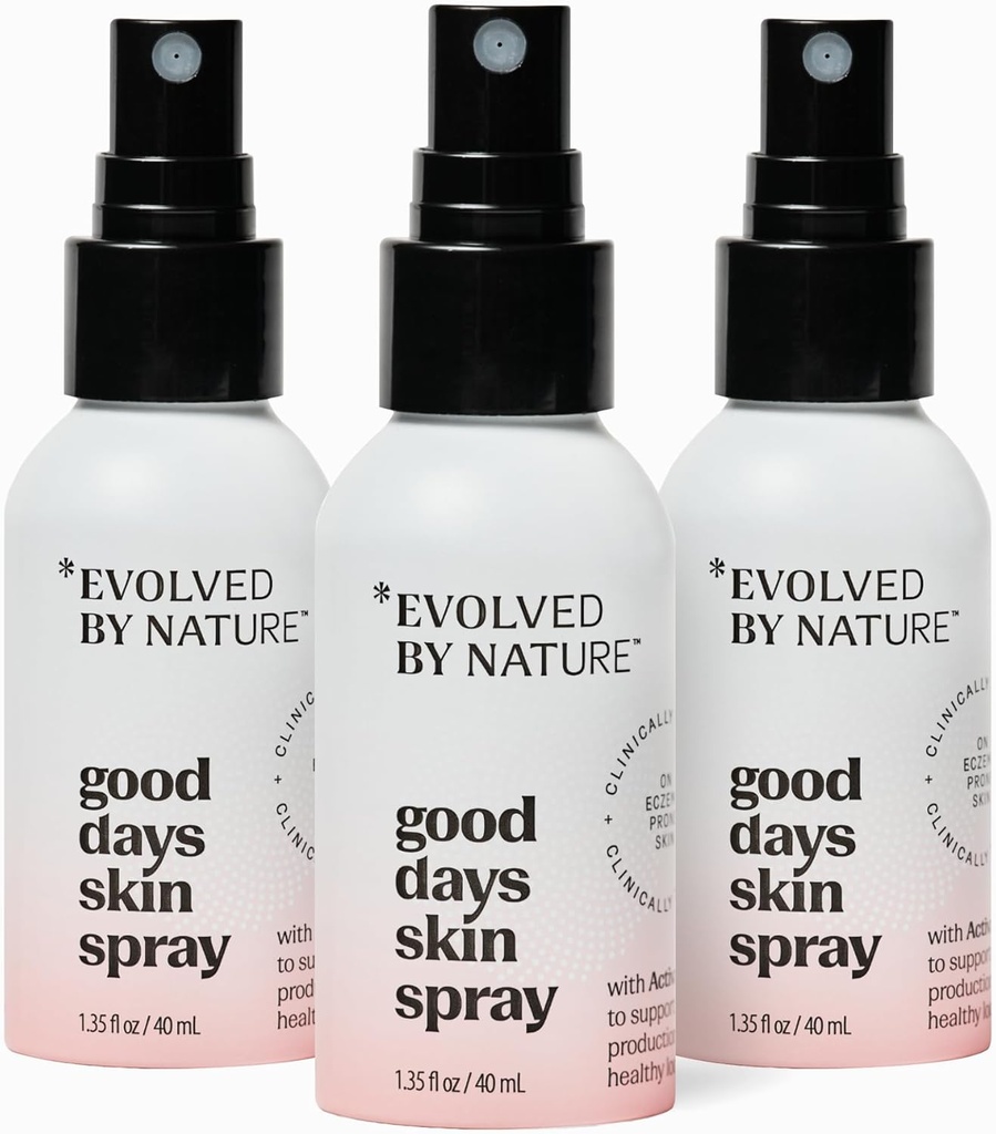 Evolved by Nature Body Spray & Face Mist for Eczema- náchylné kůže, Dobré dny Skin Spray, 3 Pack, Klinicky osvědčené tělo & Facial Spray, Pomáhá snížit podráždění a zarudnutí suché a citlivé kůže