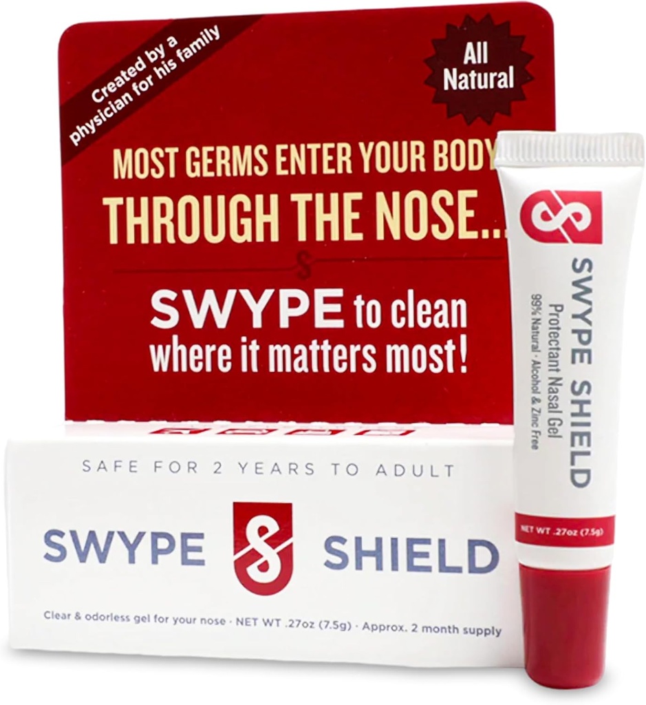 Swtype Shield Airborne částice a Allergen Blocker Nasal Gel - Drog- Free, pro alergiky Pollen, pro letadla Cestování - (Nevoňavé) Přes 180 Aplikace Per Tube (0,27 oz, 7.5g balení po 1)