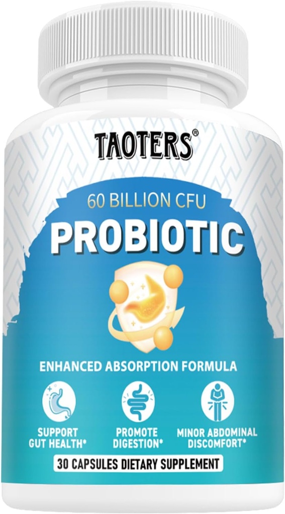 Probiotika pro stravitelné zdraví, 60 miliard CFU - 10 Strany CF124; Prebiotika a Probiotika - Imunitní a Gut Zdraví pro ženy & Muži 124; Podporuje pH Balance, Diarhea, Gas & Bloating CF124; 30 Kapsle