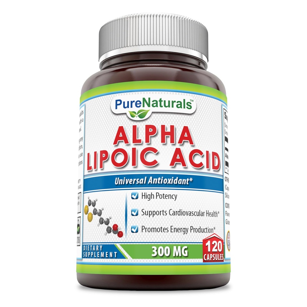 Čisté Naturals Alpha Lipoic Acid 300 Mg Kapsle, 120Count * Podporuje kardiovaskulární zdraví a výrobu energie *