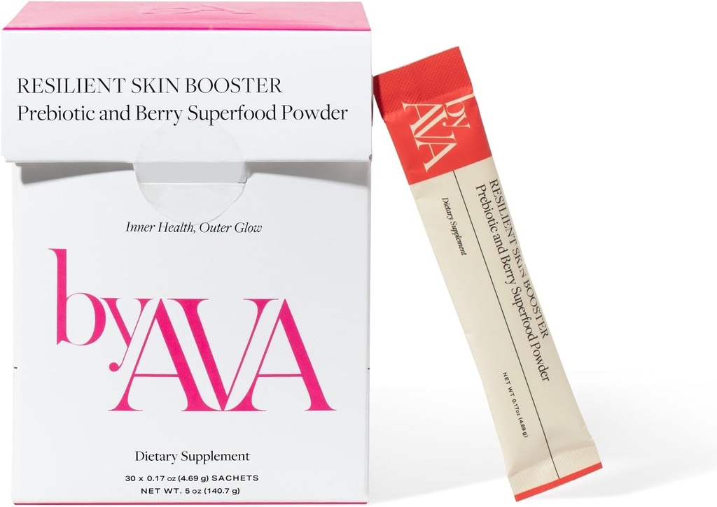 byAVA Resilient Skin Booster CLAS124; Prebiotická a Berry Superfood Powder CLAS124; 30 Servings CLAS124; Gut Health Support