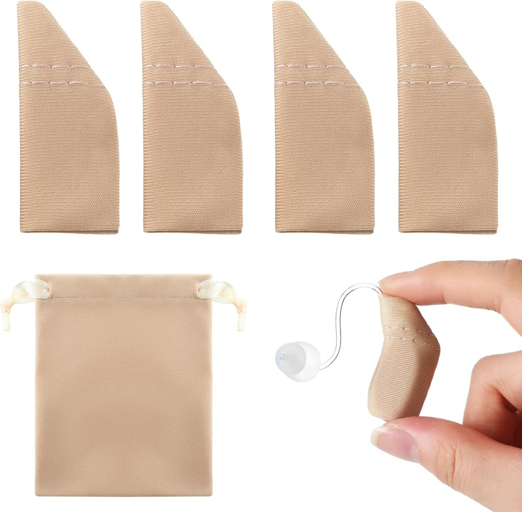 Nuanchu 2 Packs pomoc sluchu Komfortní ochrana se skladovacím pytlem pomoc sluchu Kryt 1 "až 1.25" Chraňte zesilovače od špíny, potu, větru (hodí 1 "až 1.25", Khaki)