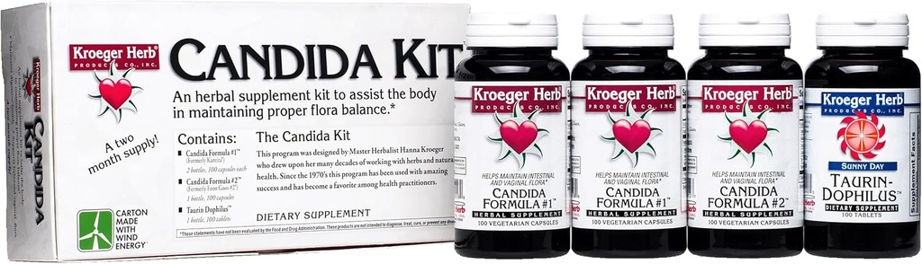 Kroeger Herb Products, Candida Support Kit, Stravovací Nutriční dodatek, Gut zdraví, Optimální střevní funkce, Non- GMO, Gluten Free, No Preservativs, Made in USA