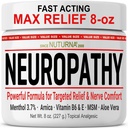 Neuropatie Nerve Relief Cream - Rychle působící Max Relief pro nohy nohy zpět - Ultra síla Menthol Arnica Aloe Vera MSM, Soothing Natural Nerve Comfort Relief, Super Large 8 oz