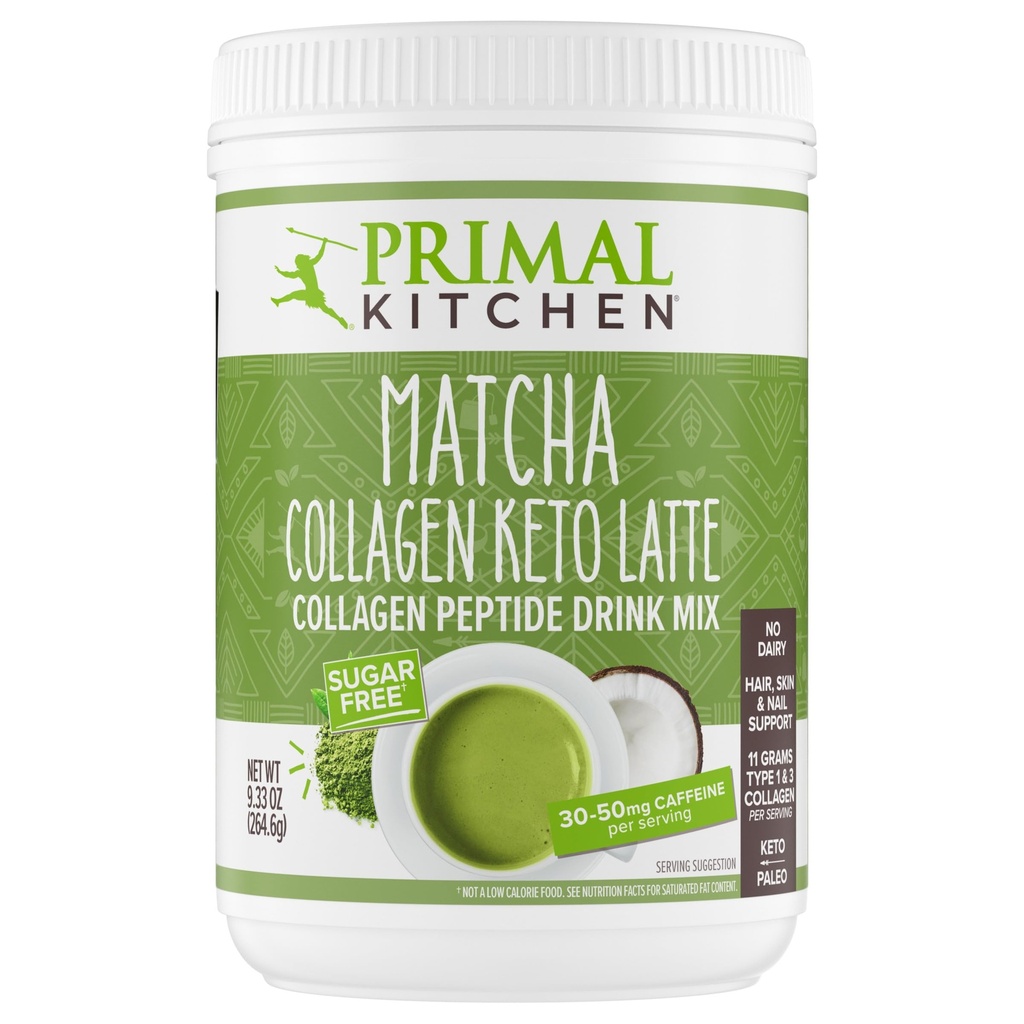 Základní kuchyně Matcha Collagen Keto Latte Powder, Sugar- Free Collagen Peptides, 9.33 Ounces