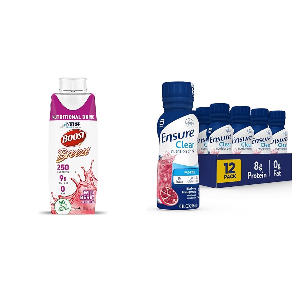 BOOST Breeze Čirý nutriční nápoj, 9g protein, 250 Nutrient- bohaté kalorií, Wild Berry, 8 fl oz & Security Liquid Clear Nutrition Drink, 0g tuku, 8g bílkovin, borůvkový pomegranát, 10 Fl Oz