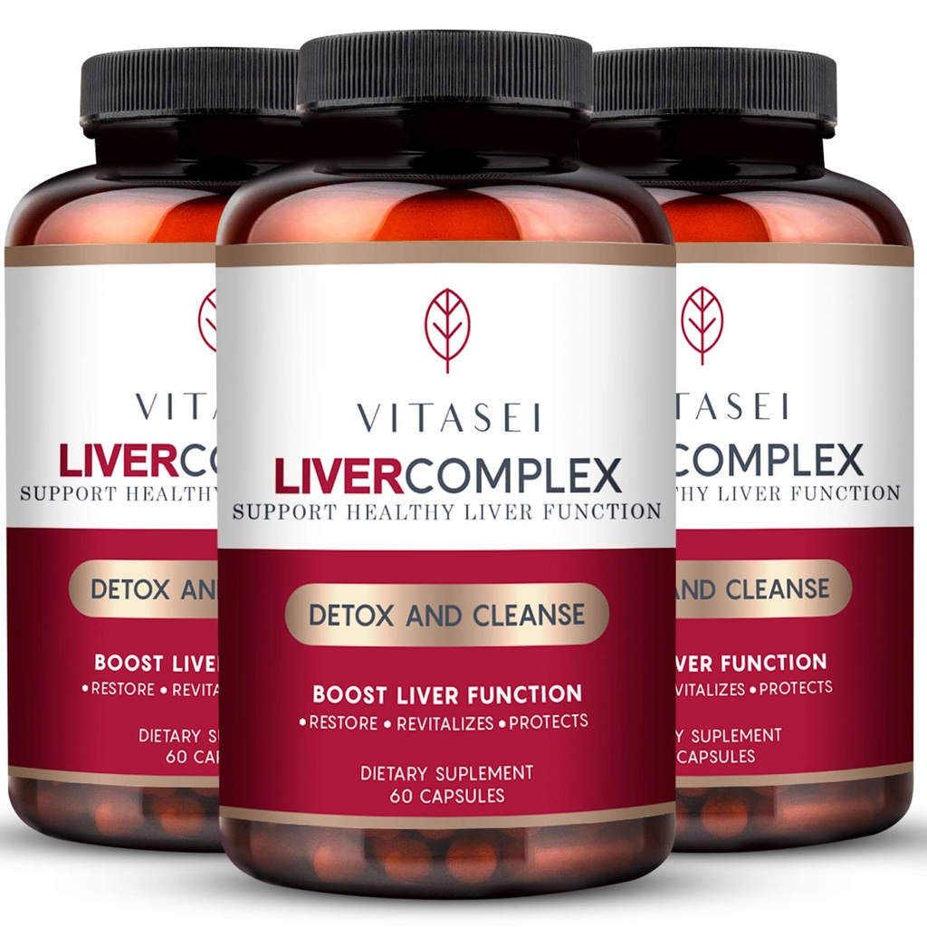 VITASEI Vyčištění jater Detox & opravy, Komplex jater W / Mléko Thistle Extract, Garcinia, Curcumin C3, Podpora Bylinný dodatek, Detox Formule pro ženy a muže, 60 Kapsle (Balení po 3)