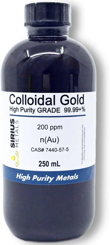 Pravé koloidní zlato - 200 ppm - 250 ml (8.45 Fl Oz) v čisté plastové lahvičce