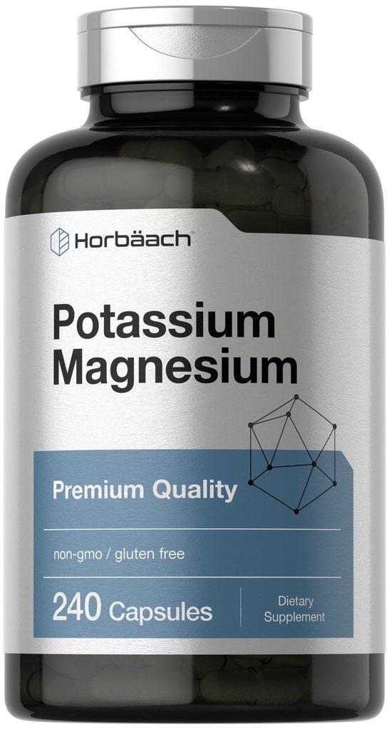 Horbäach Draslík doplněk hořčíku 124; 240 Kapsle 124; Premium kvality 124; Non- GMO & gluten zdarma