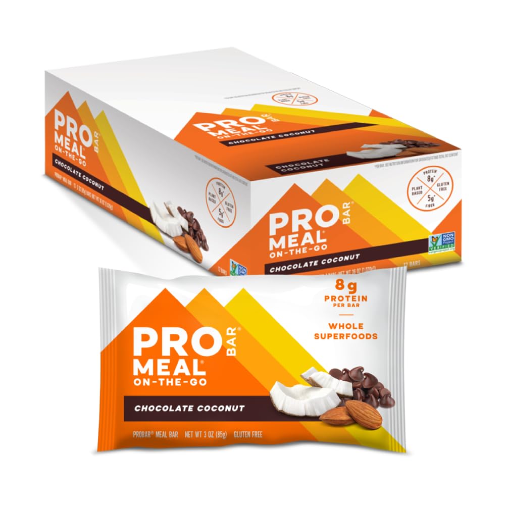 PROBAR - MEAL Bar, Čokoládový kokos, Non- GMO, gluten- Free, Zdravý, Plant- based, Whole-Food Ingredients, Natural Energy (12 Počet)