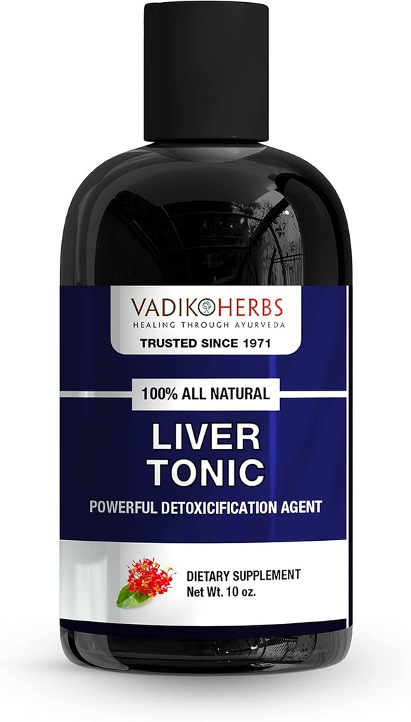 Játra Tonic Vadik Byliny 124; Ayurvedic tekutý nápoj pro zdravou péči o játra (10oz) 124; Lodě z Kalifornie, USA ~ Testované a dovážené pro bezpečnost a čistotu ~ Důvěrné značky od roku 1971