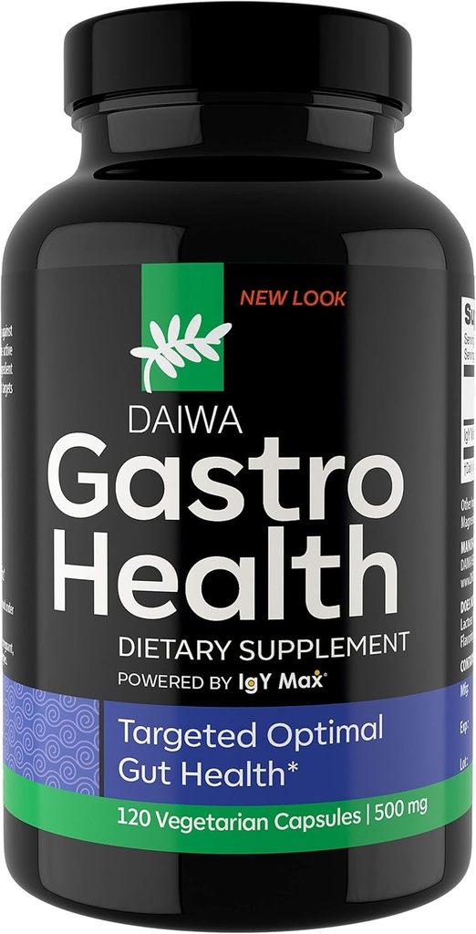Daiwa Gastro Health - Přírodovědecké doplňky pro podporu trávení a imunitu - Pohon IgY Max - Příplatek k stravě pro podporu zdraví Gut, 120 Počet