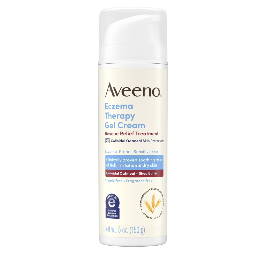 Aveeno Eczema terapie Relief Léčba Gel Cream s koloidní ovesnou kaši kůže protectant, Okamžité zklidnění & Cools Itchy Suché kůže Flare- Ups, Steroid & Fragrance Free, 5.0 f. oz