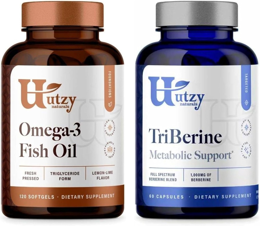 Utzy Naturals Omega 3 Fish Oil 60 Softgels Lemon- Lime Flavor a TriBerine